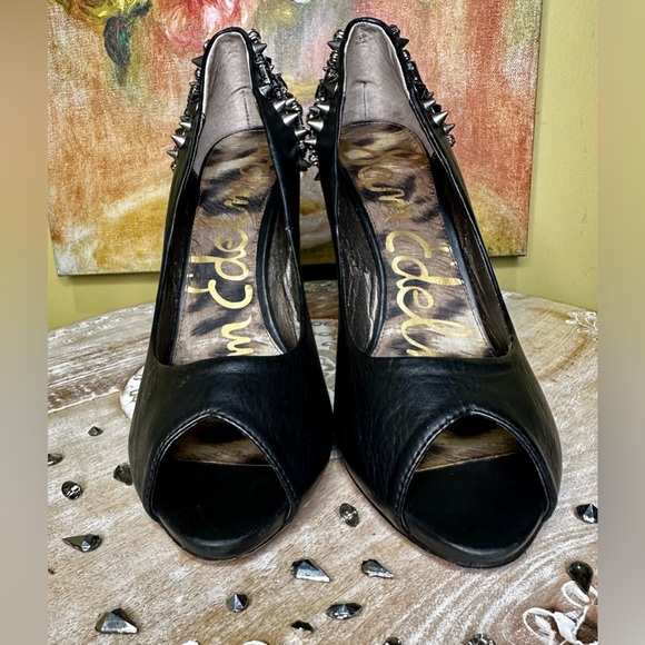 EUC SAM EDELMAN “Lorissa” Rockstar Glam Pumps in Black Leather Size 9.5 Intact!! - Picture 7 of 16